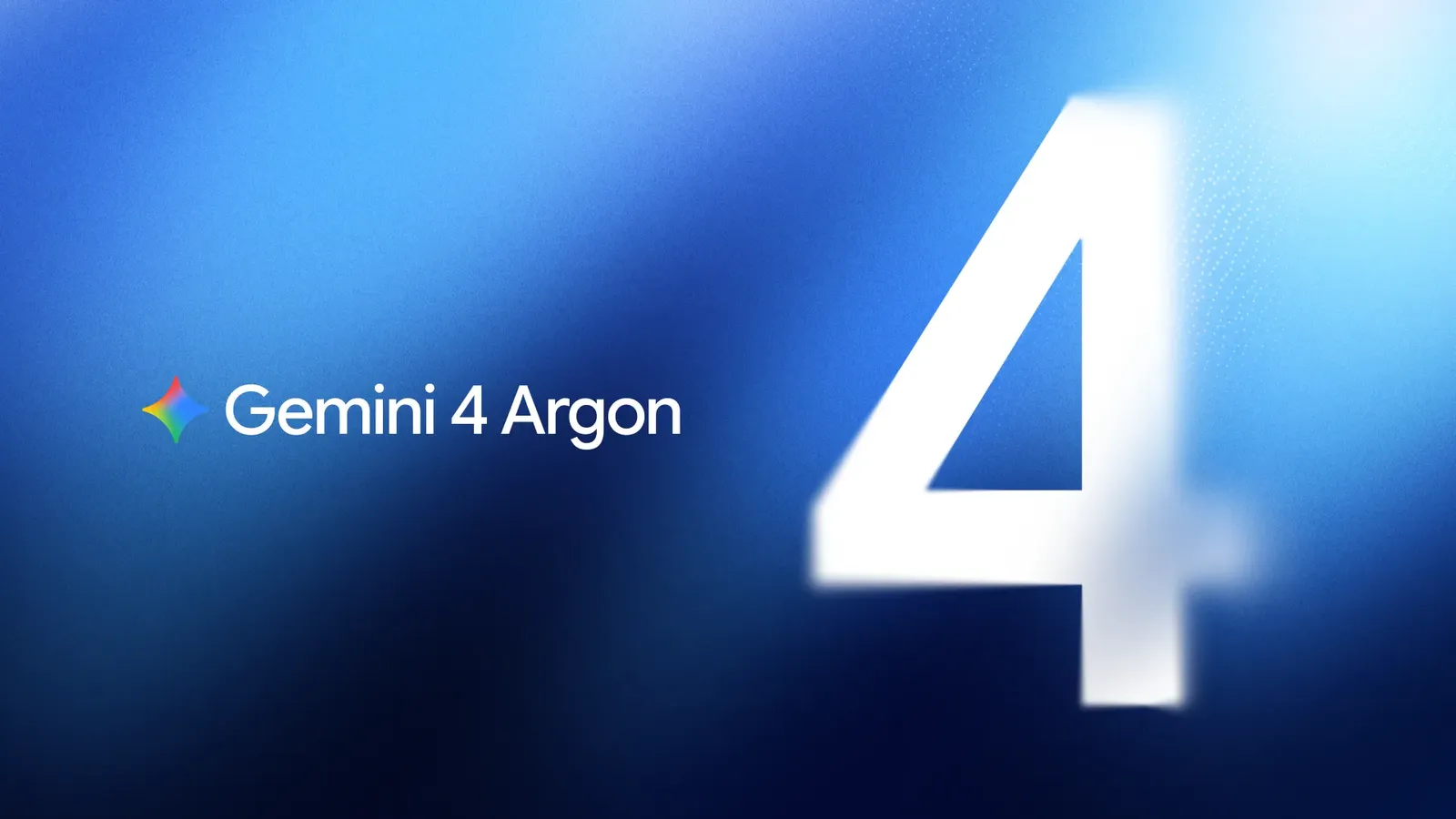 Google's official Gemini 4 Argon launch artwork: the Gemini logo and a large white 4 on blue.
