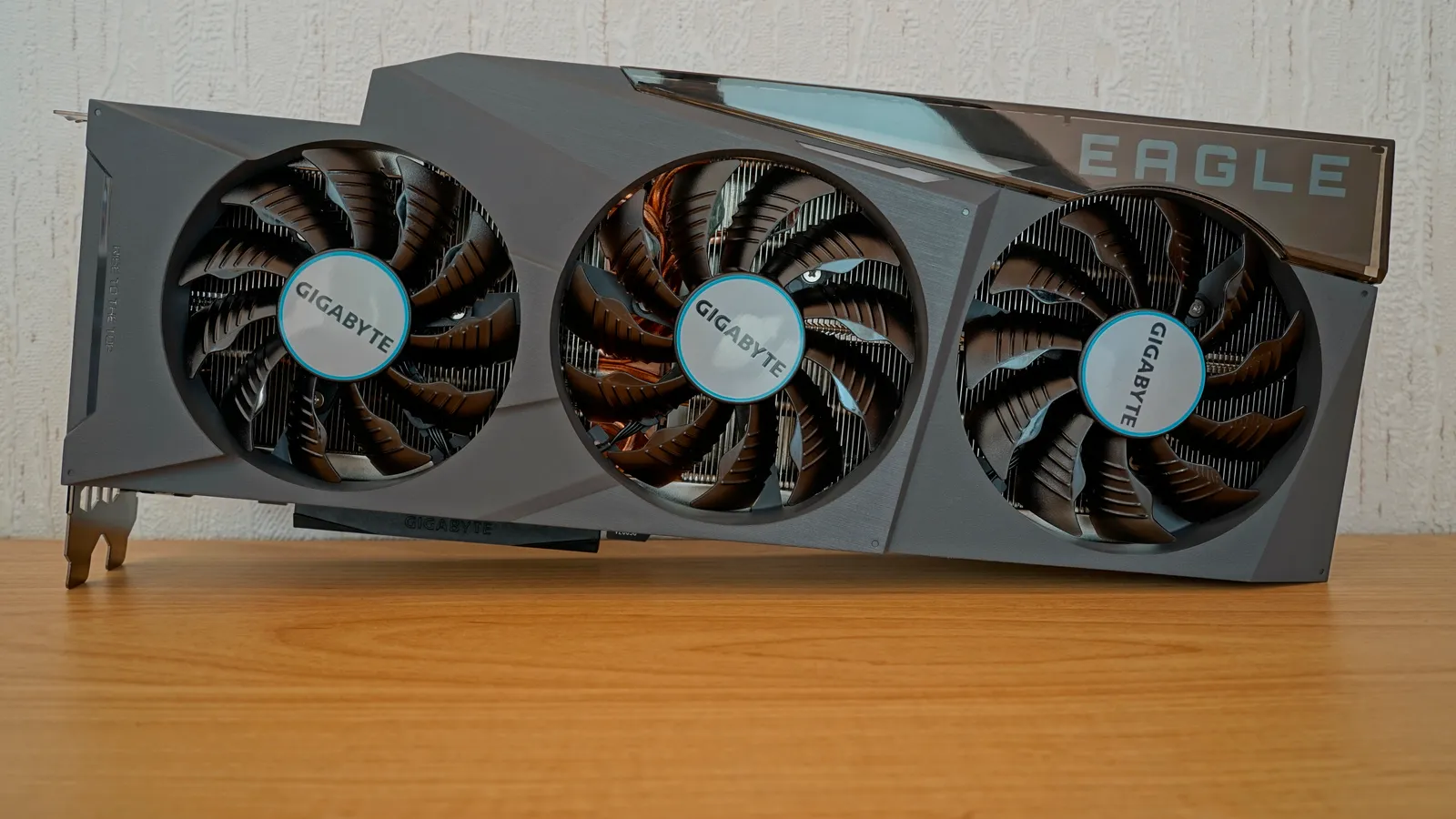 A Gigabyte GeForce RTX 3090 Eagle graphics card with 24GB of memory, three fans facing the camera.